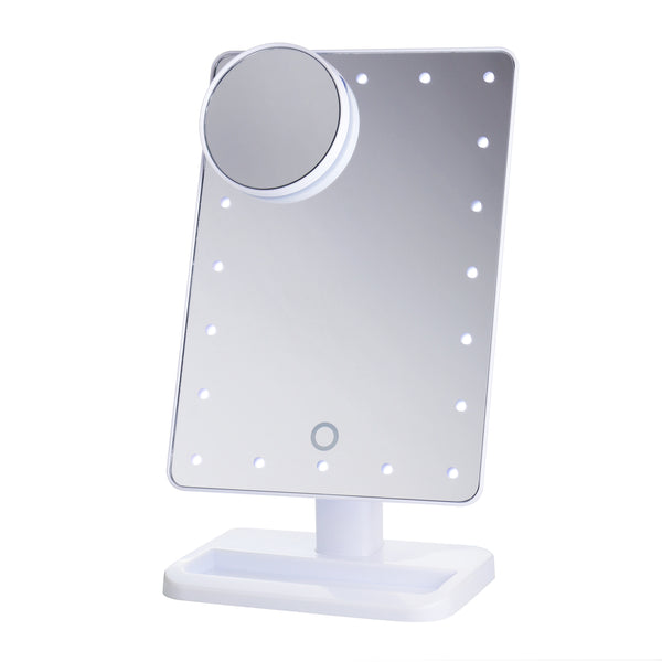 Beautify Beauties Rectangular shaped rotatable makeup mirror with battery operated LED lights