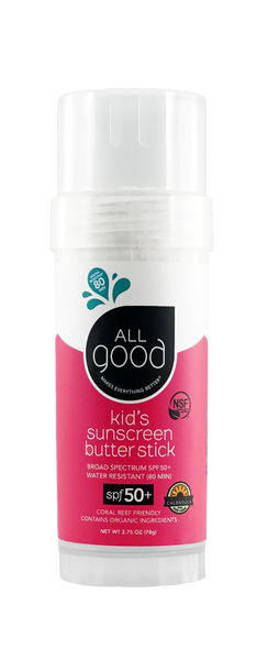 All Good SPF 50+ Kid's Sunscreen Butter Stick, Water Resistant, 2.75 oz.