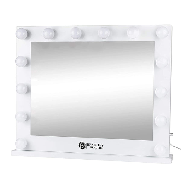 Beautify Beauties Lighted Vanity Makeup Mirror - Cosmetic Mountable Mirror with 14 Dimmable LED Lights
