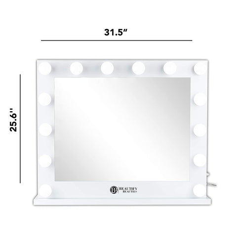 Beautify Beauties Lighted Vanity Makeup Mirror - Cosmetic Mountable Mirror with 14 Dimmable LED Lights