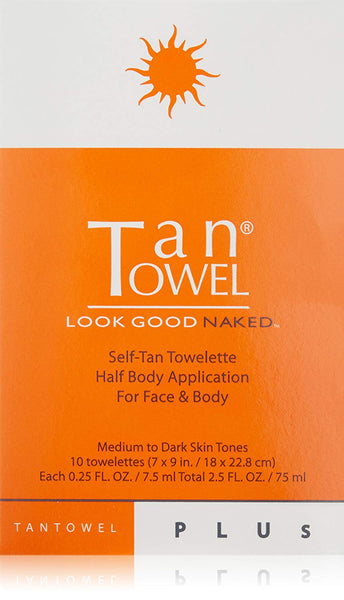 Tan Towel Self Tan Towelette Plus Half Body Application 10 Count
