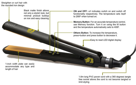 Beautify Beauties 1 inch Ceramic Tourmaline Flat Iron - BEAUTY IT IS - 2