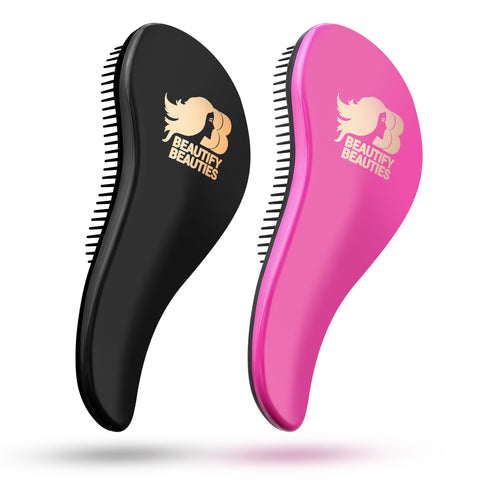 Beautify Beauties Detangling Hair Brush Set (Black & Pink) - BEAUTY IT IS - 1